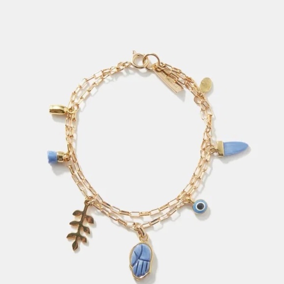 Isabel Marant Double Chain Gold Evil Eye Charm Bracelet - Picture 1 of 8